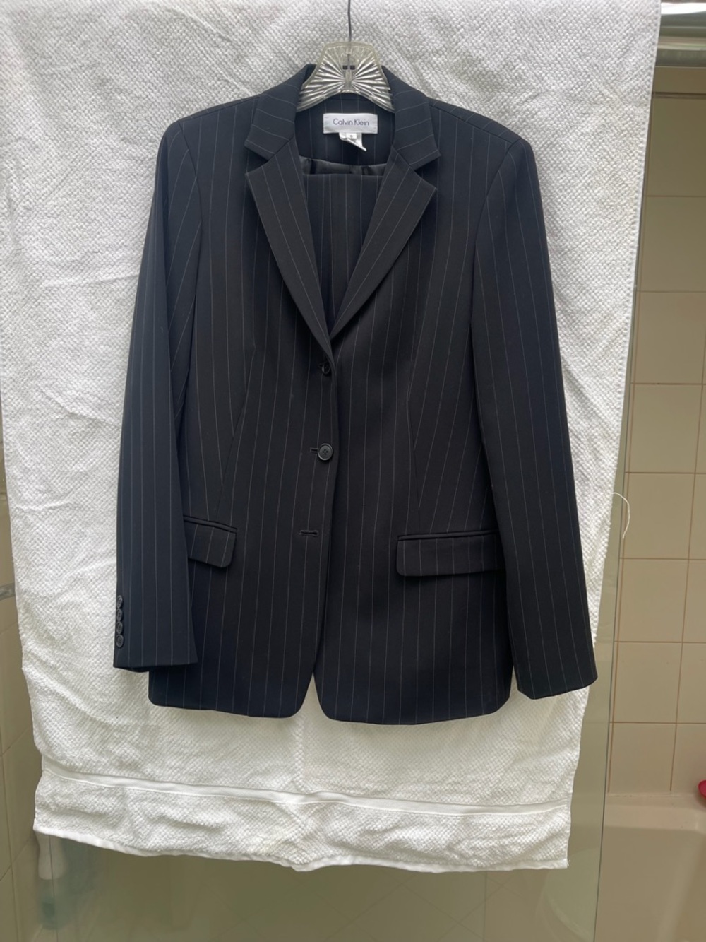 Vintage Calvin Klein Womens  Charcoal Pinstripe Suit Jacket and Pants